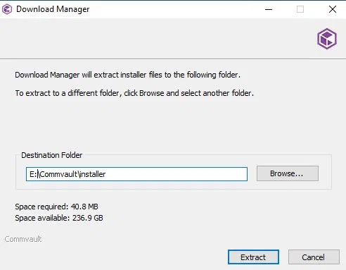 Download Manager — вибір папки розпакування