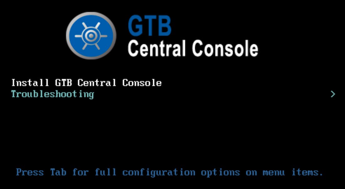 GTB Central Console boot screen